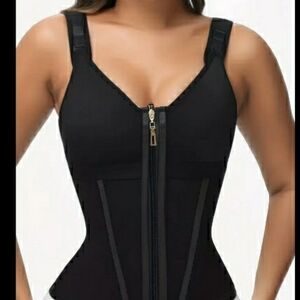 Black Front-Zip Waist Trainer Shapewear - Brand